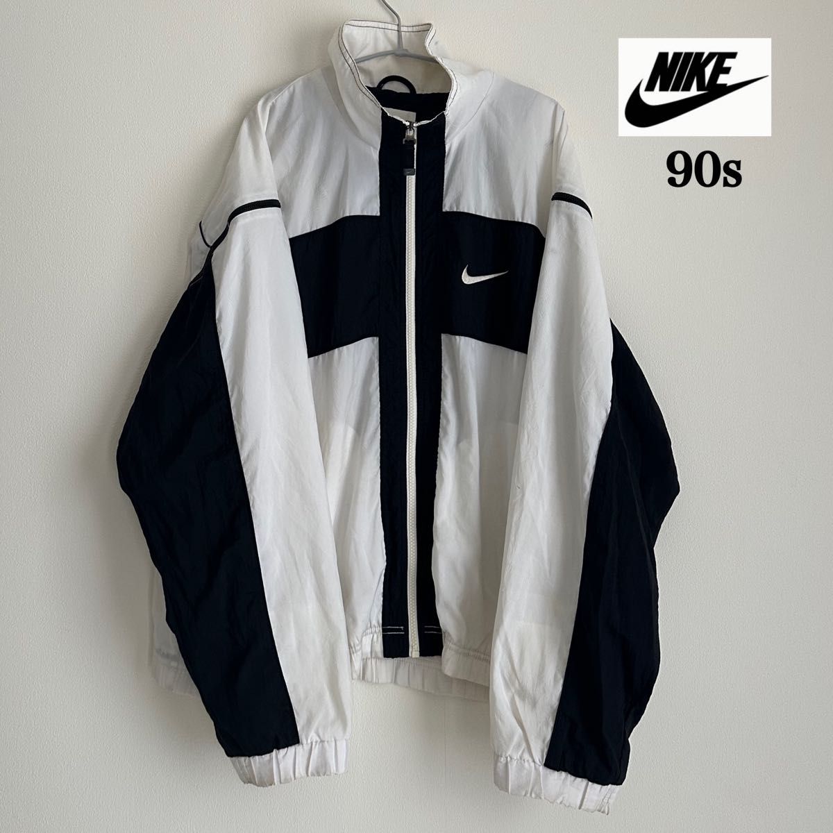 NIKE 90s ナイロンジャケット バックロゴ刺繍 スウッシュロゴ刺繍