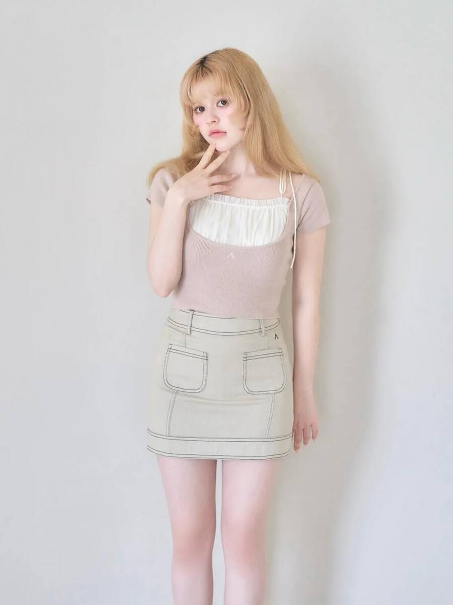 新品未使用】ANDMARY Mew frill tops Beige アンドマリー フリル