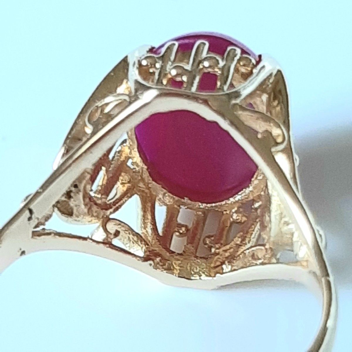 K18YGリング リンデンスタールビー #13 4 8g 造幣局750刻印 昭和レトロ