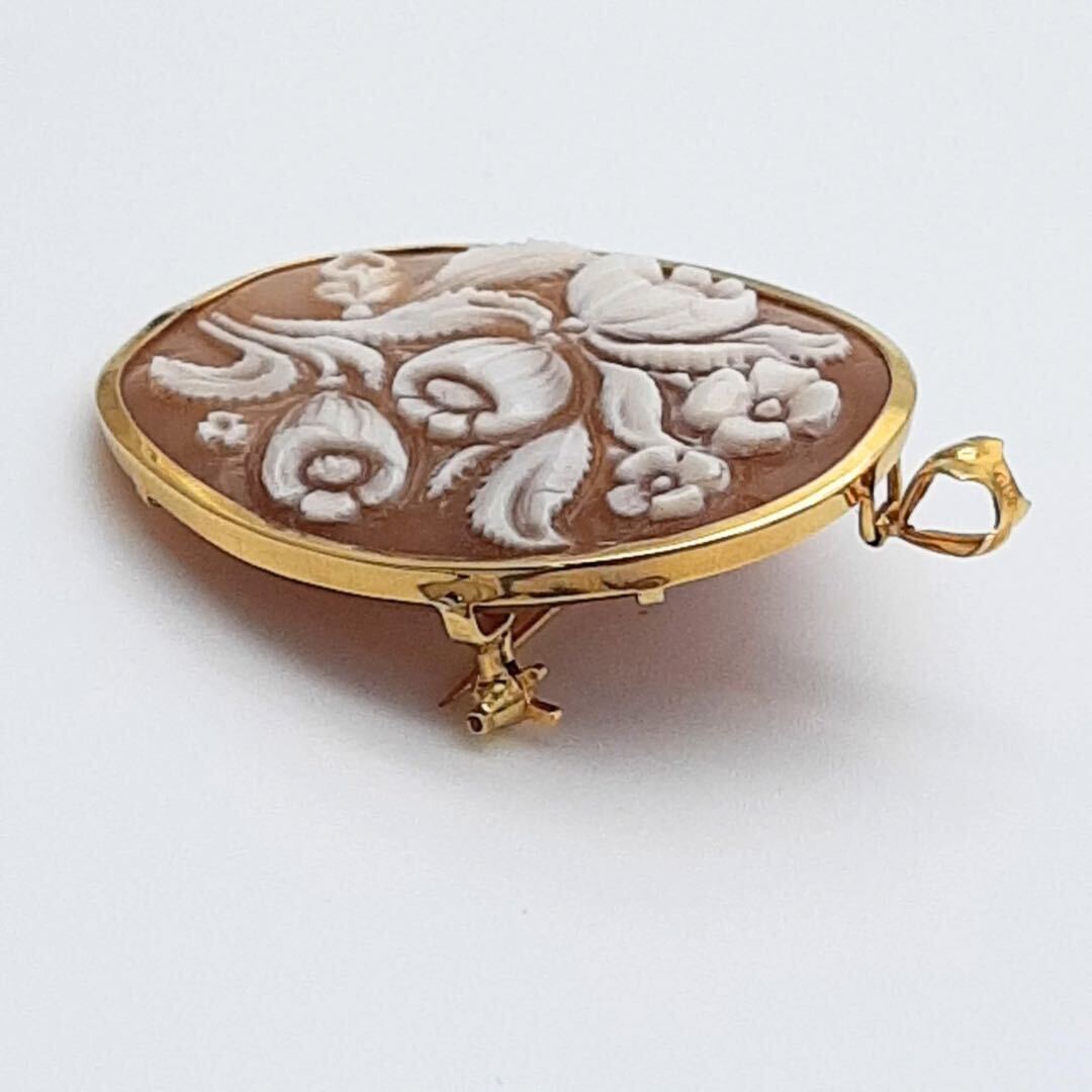 美品】カメオ ブローチ アクセサリー シェルカメオ ペンダントトップ