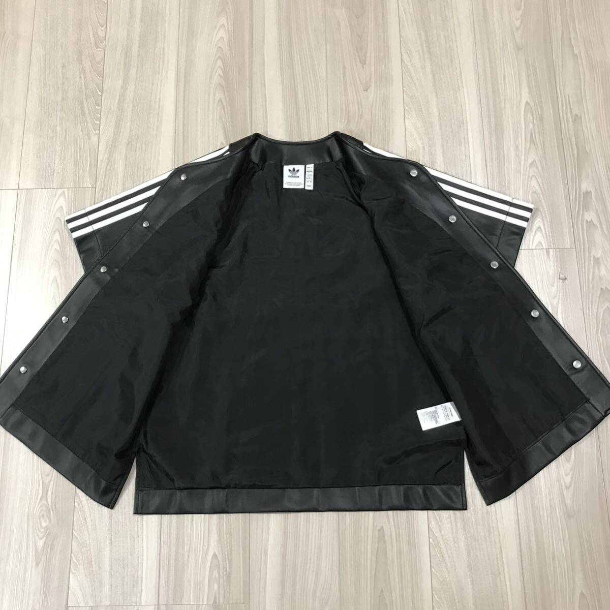 Adidas originals baseballフェイク レザー ベースボール シャツ