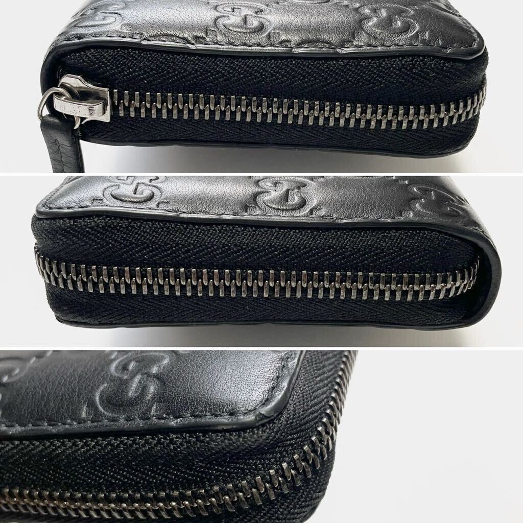 美品 GUCCI グッチ シマ ラウンドファスナー ジップ 長財布 レザー