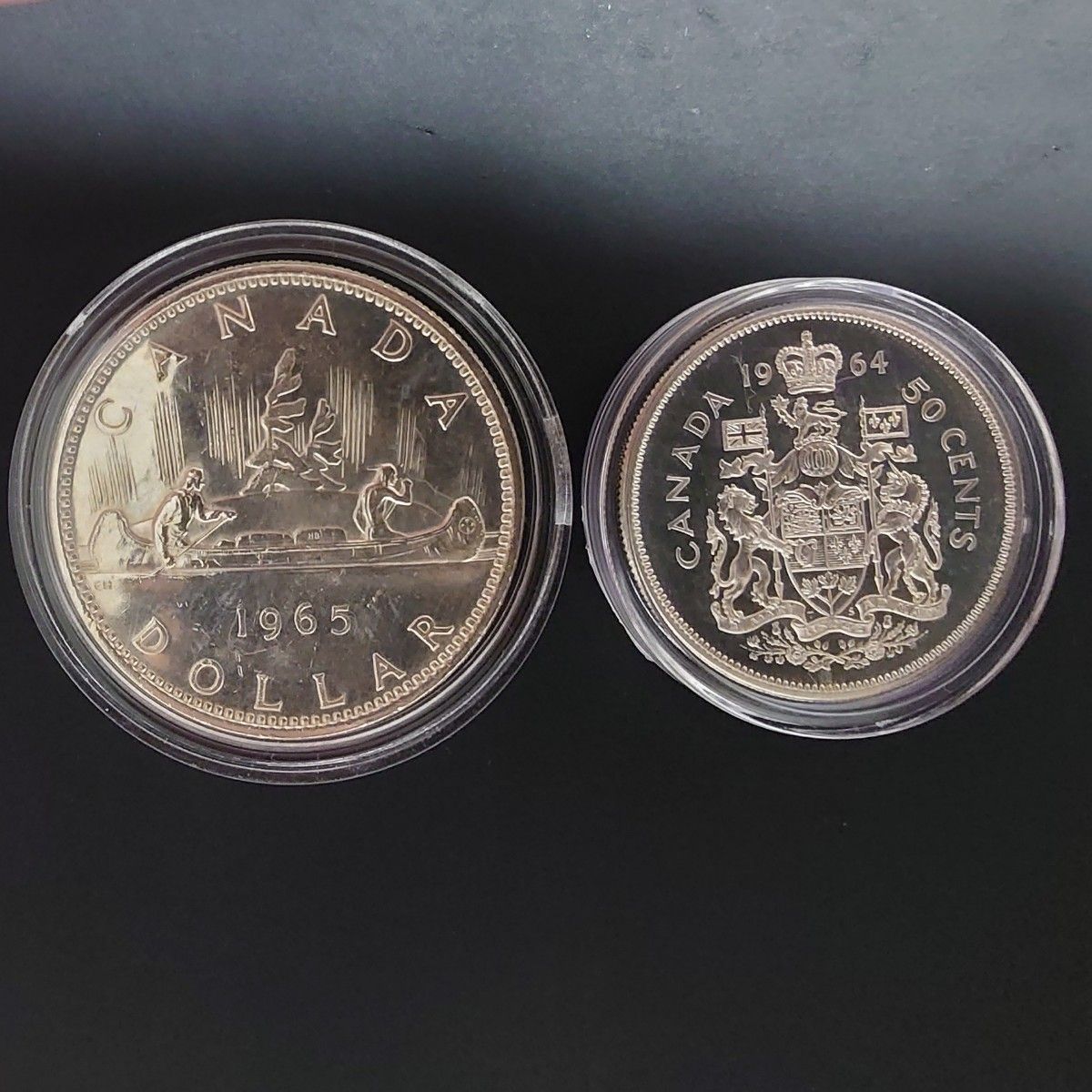 1965年 カナダ銀貨 カヌーダラー+1964年 ハーフダラー銀貨ほか6枚