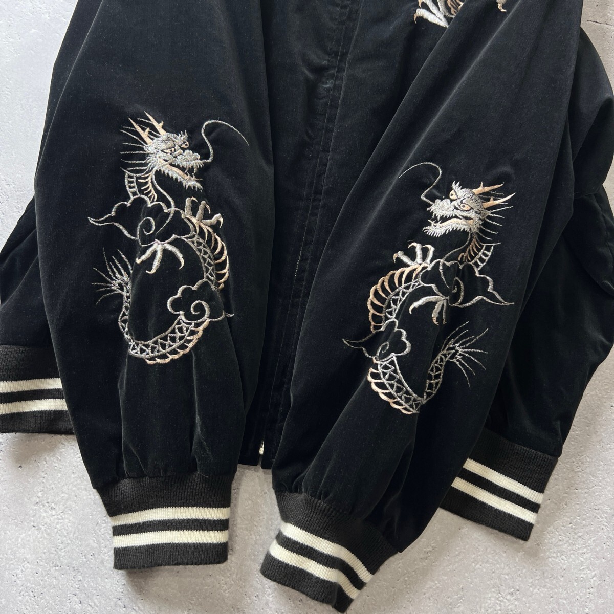 希少 日本製 ヴィンテージ YAMA50 ヤマコ 和柄 刺繍 龍 ドラゴン 別珍