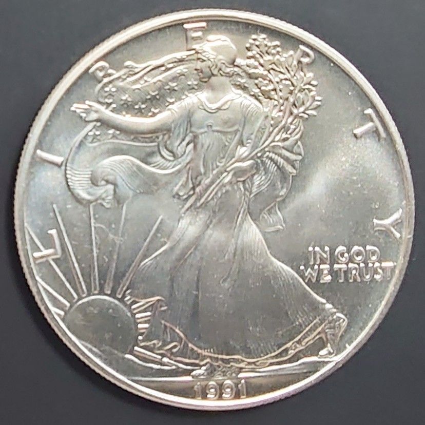 1991年アメリカ銀貨 1ドルシルバーイーグル1オンス銀貨 ウォーキング