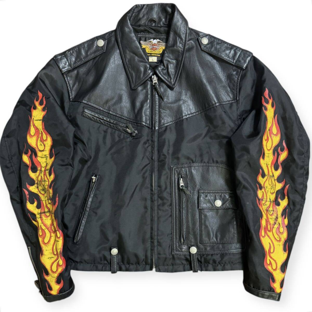 HARLEY DAVIDSON フレイム ファイヤーパターン Dポケ ナイロンレザー