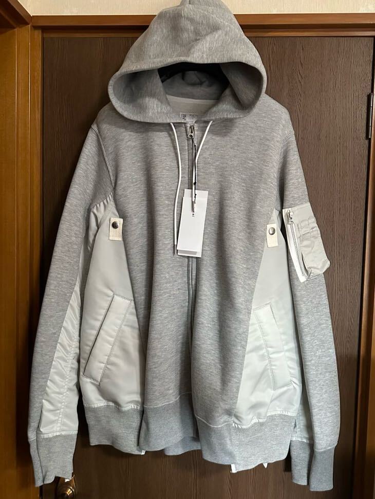 4新品 sacai メンズ スポンジ スウェット シャツ パーカー 再構築 MA-1