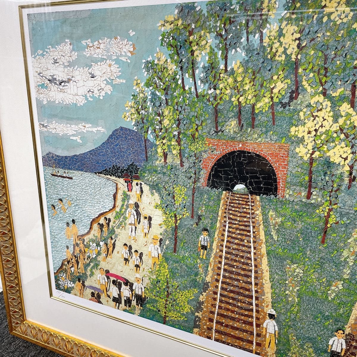 希少 レア 山下 清『トンネルのある風景』セリグラフ 貼り絵 裸の大将
