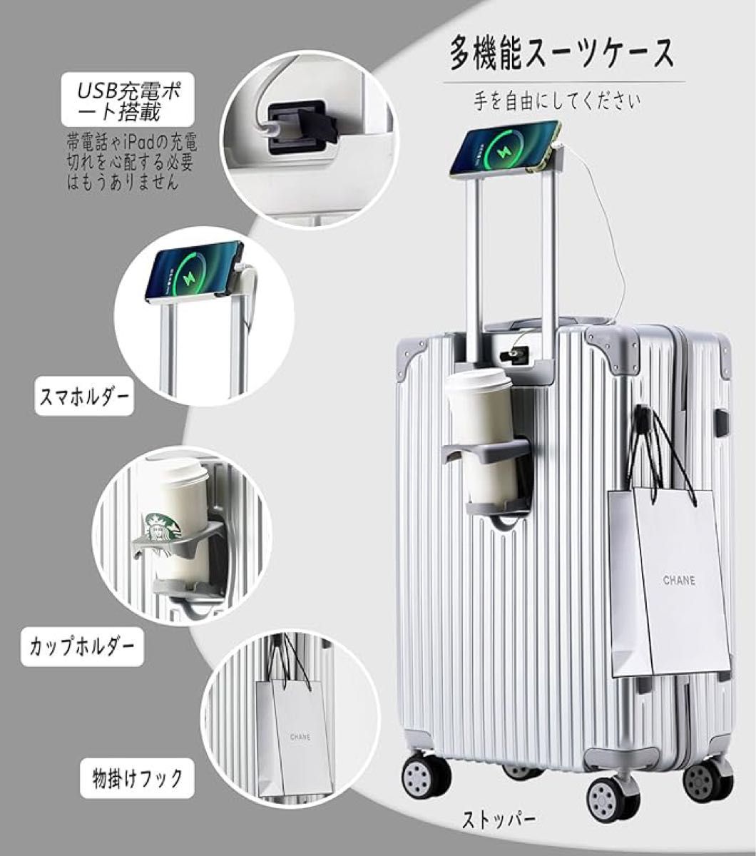 スーツケース S 機内持ち込み シルバー キャリーケース ミニケース付き