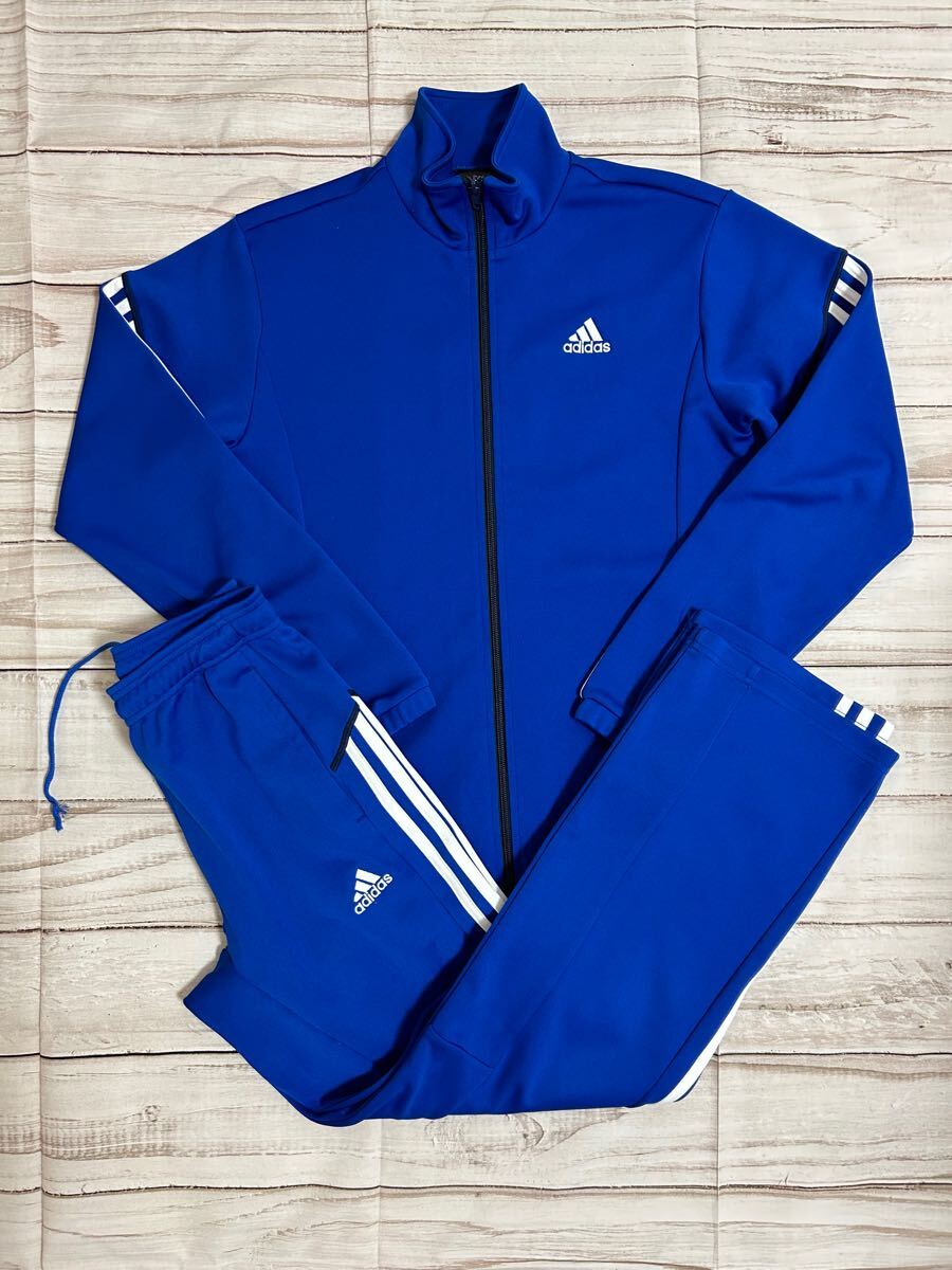 adidas トラックジャケット セットアップ トラックジャージ 上下 青 S
