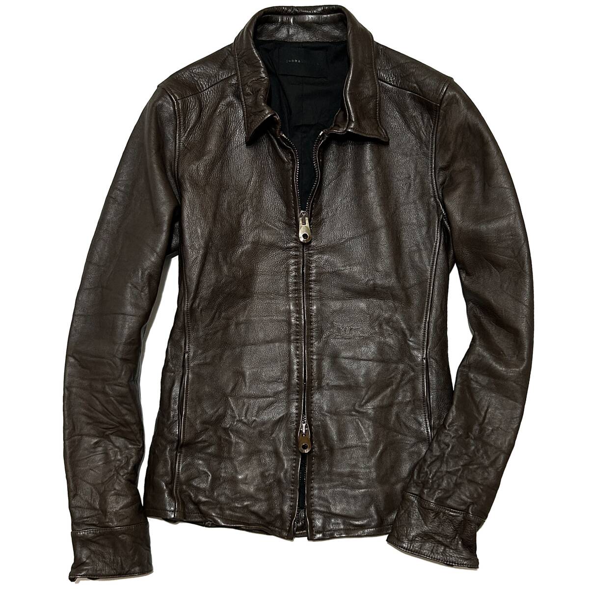 定価17万 junhashimoto zip leather shirts riders 2 ダークブラウン