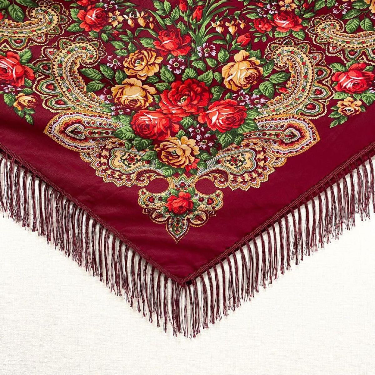 フラメンコ マントン シージョ 赤 ボルドー 花柄 フレコ付き｜Yahoo