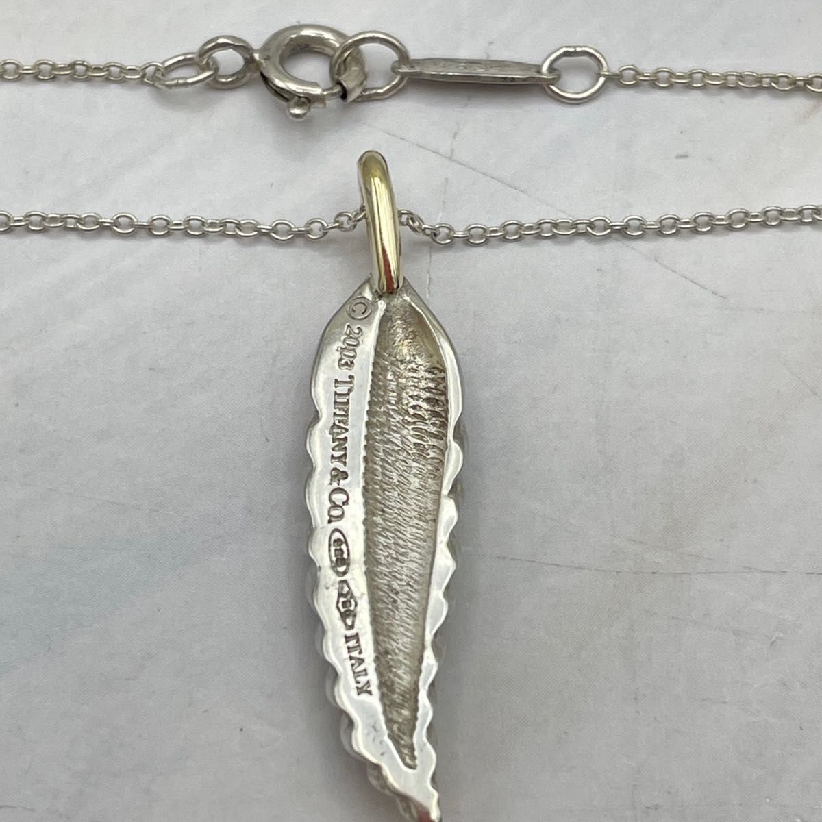 TIFFANY & CO ティファニー フェザー 羽 AG925 K18 750 YGコンビ