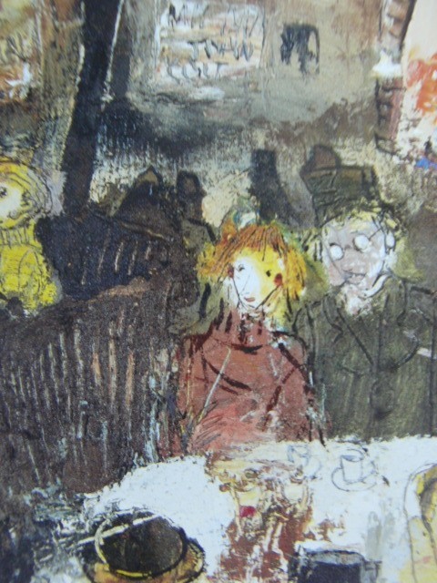 松井 ヨシアキ 【Cafeの夜】 希少画集画、状態良好、新品高級額装付