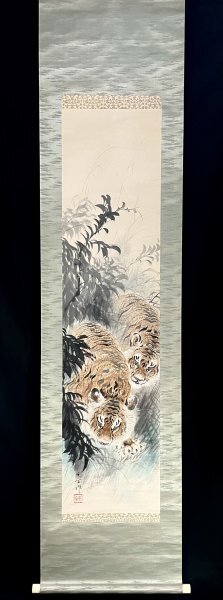 Yahoo!オークション - P095602［真作］三尾呉石「猛虎図」掛軸 紙本 鳥