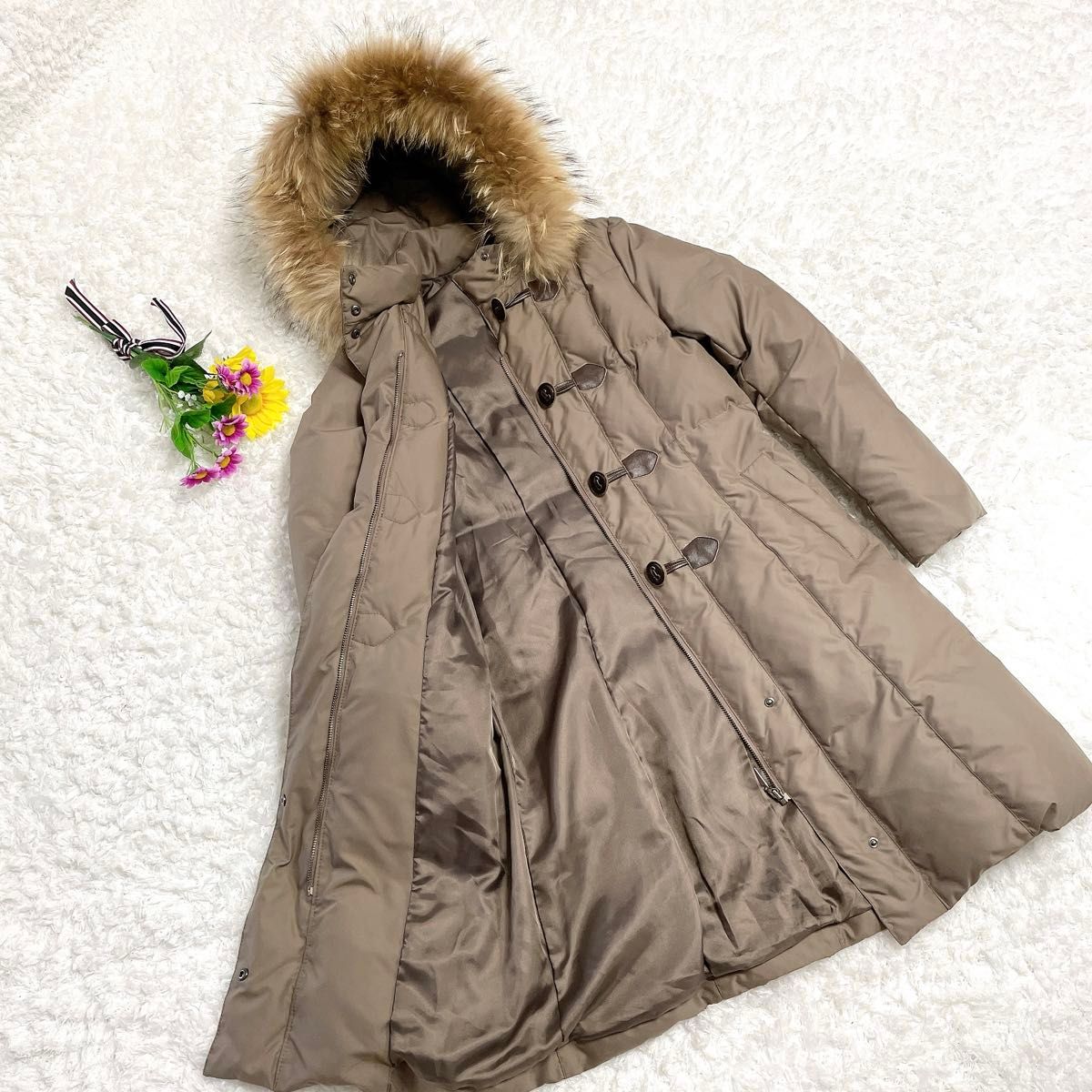 未使用級 ANAYI アナイ ダッフル ダウンコート ロング カーキ ラクーン