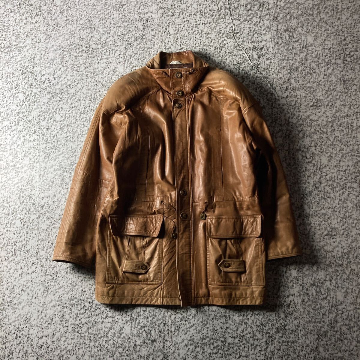 80sヴィンテージ】リアルレザーコート 肩パットGENUINE LEATHER