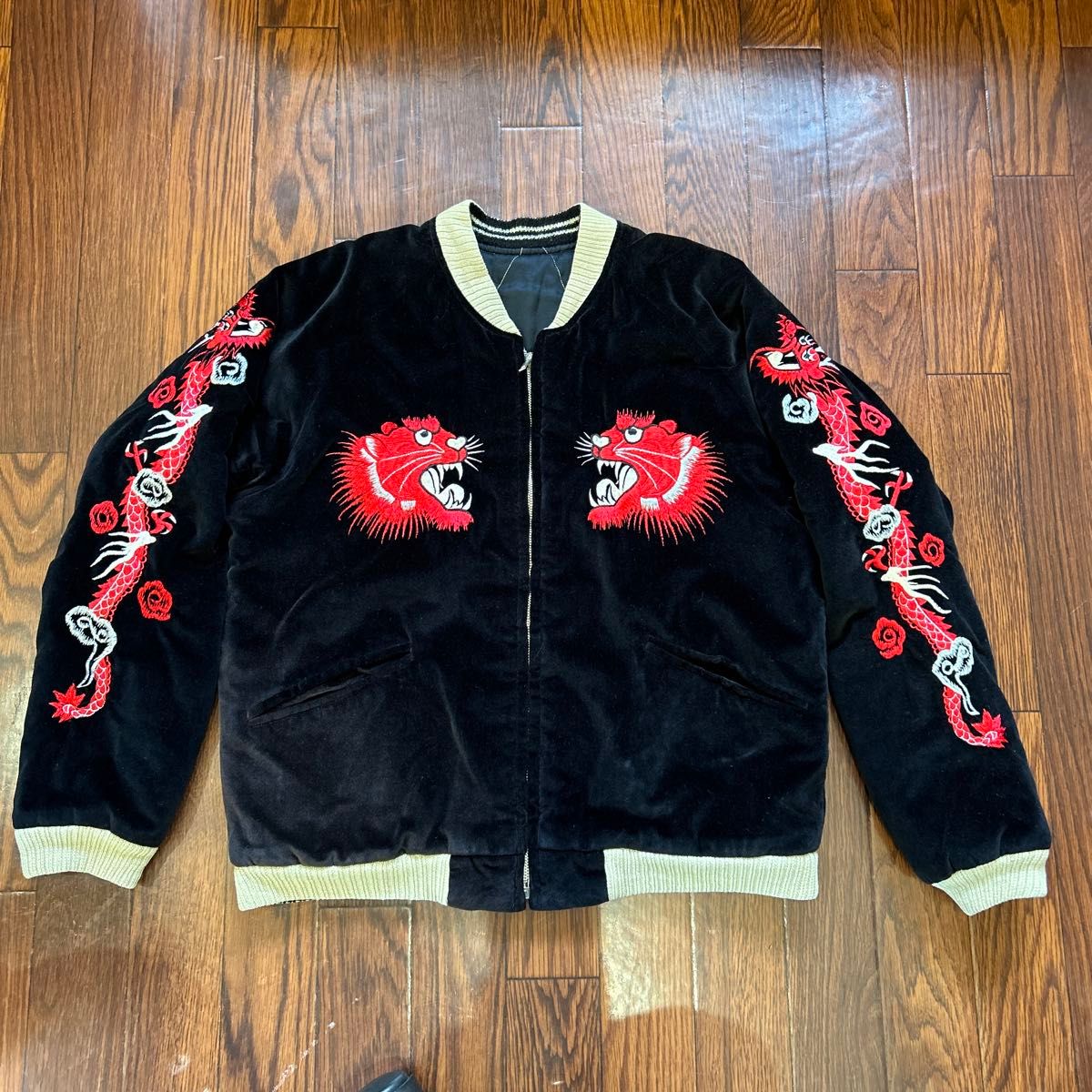 テーラー東洋 スカジャン ヒノヤ別注 港商 別珍 サテン 赤虎 赤龍 小