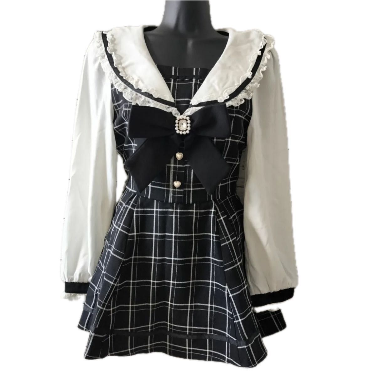 リズリサ セーラーカラーセットアップ ブラックチェック｜Yahoo!フリマ