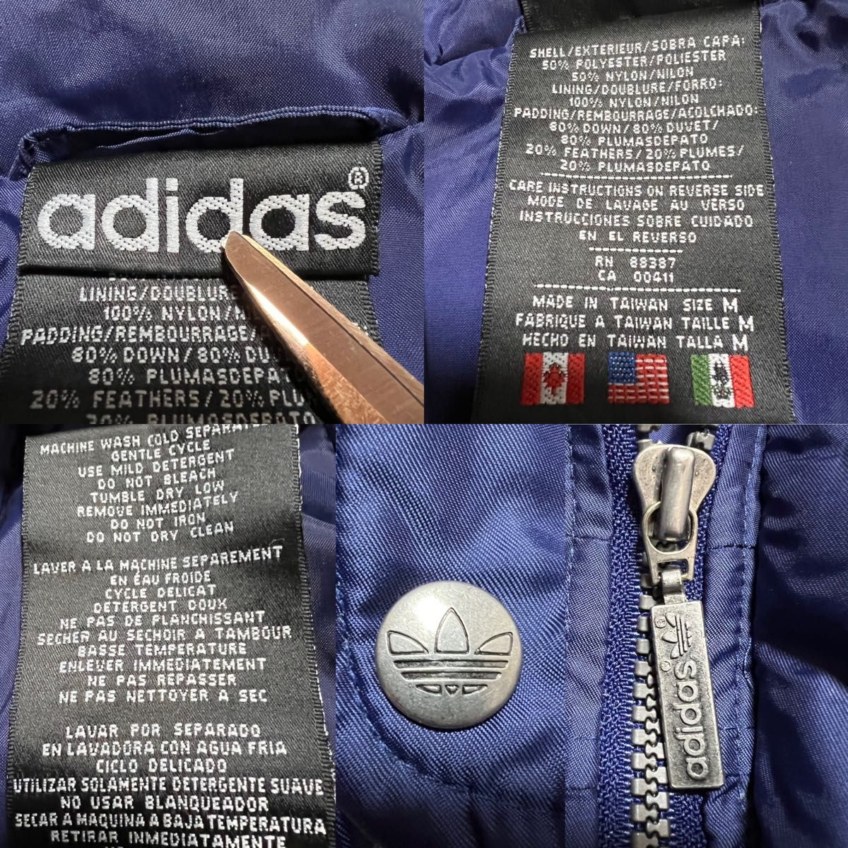 80s adidas ダウンジャケット ネイビー メンズ L相当｜Yahoo!フリマ