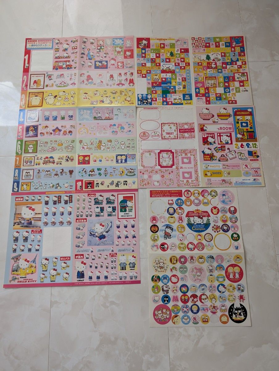 6シート いちご新聞 1999年 2000年 2001年 シール レア レトロ キティ