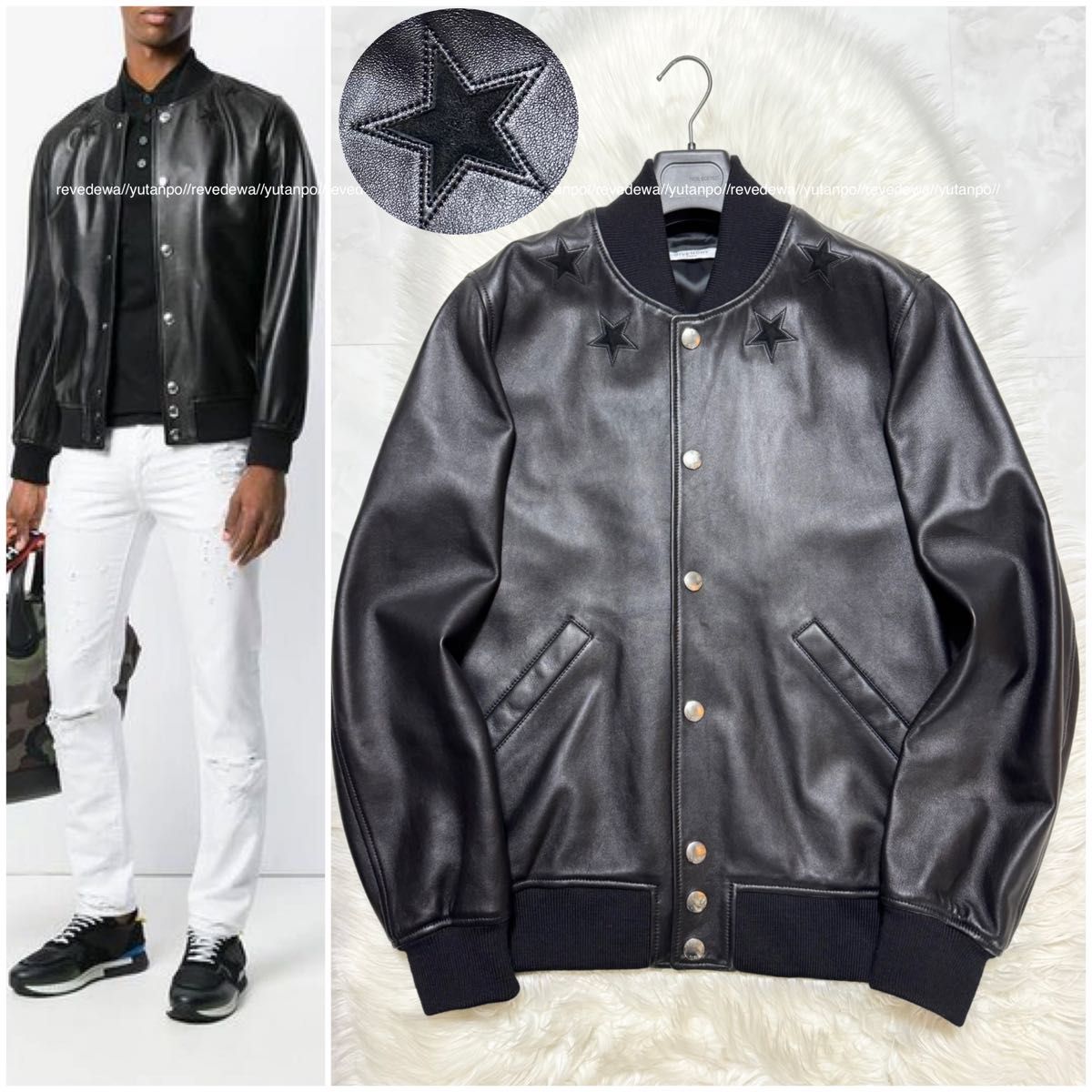 本物 極美品 ジバンシー ラウンド スター レザー ブルゾン ボンバー