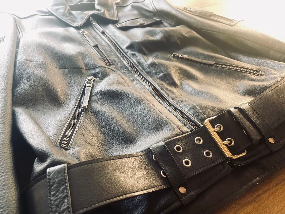 美品】 背中レア刺繍 ハーレー ダビッドソン 純正 本革 レザー