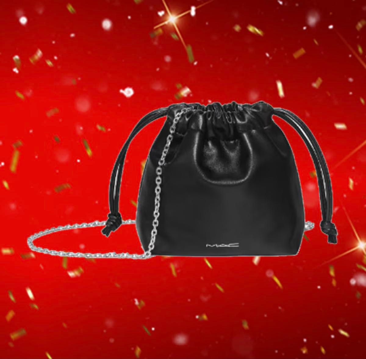 MAC オリジナルキーチェーンバッグ ブラック 巾着 ショルダーバッグ