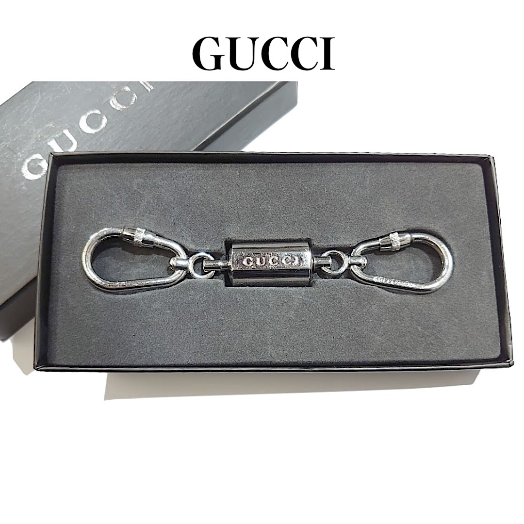 鑑定済】GUCCI グッチ ダブルフック カラビナ ギミック キーホルダー