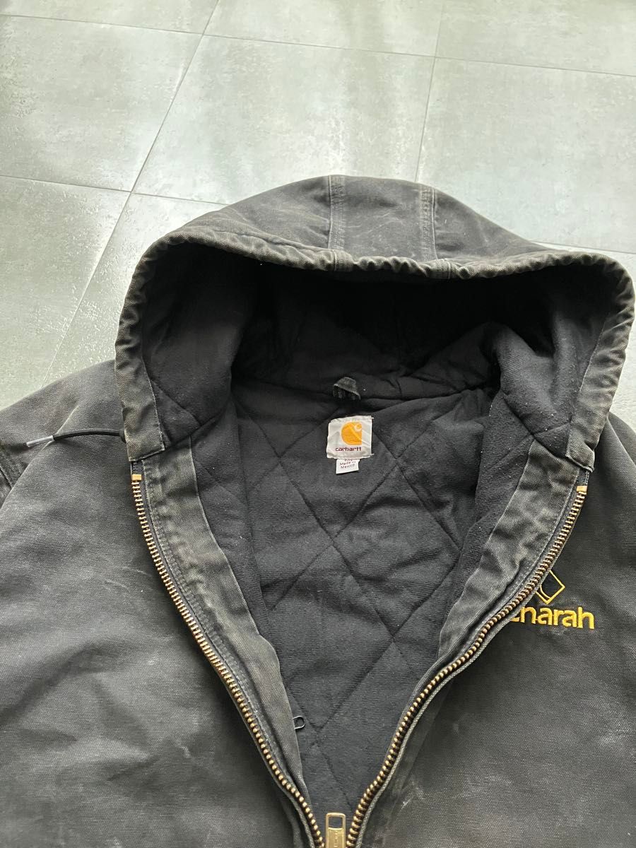 レア Carhartt カーハート アクティブジャケット 企業ロゴ ブラック 鬼