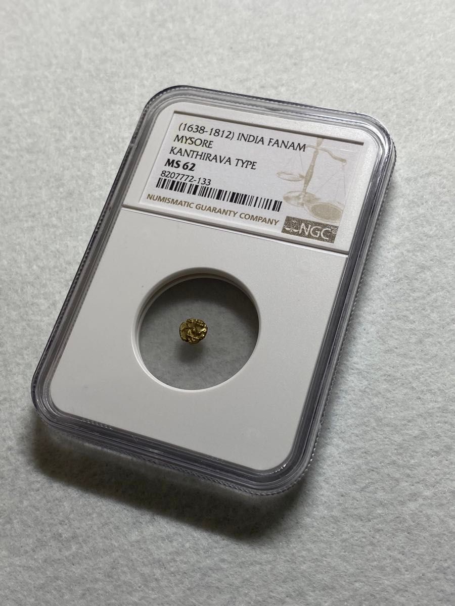 1638-1812年インド マイソール王国 ファナム金貨 MS62 カンティラヴァ