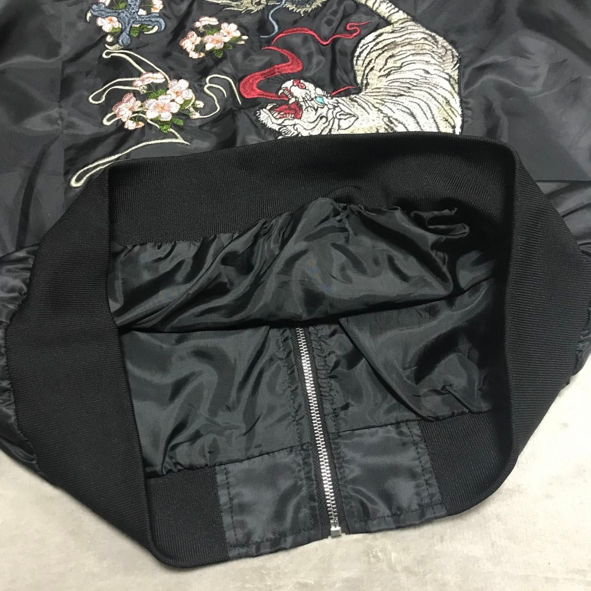 極美品 gxp1999 スカジャン 和柄刺繍 桜 青龍 白虎 ma-1 黒 3XLサイズ