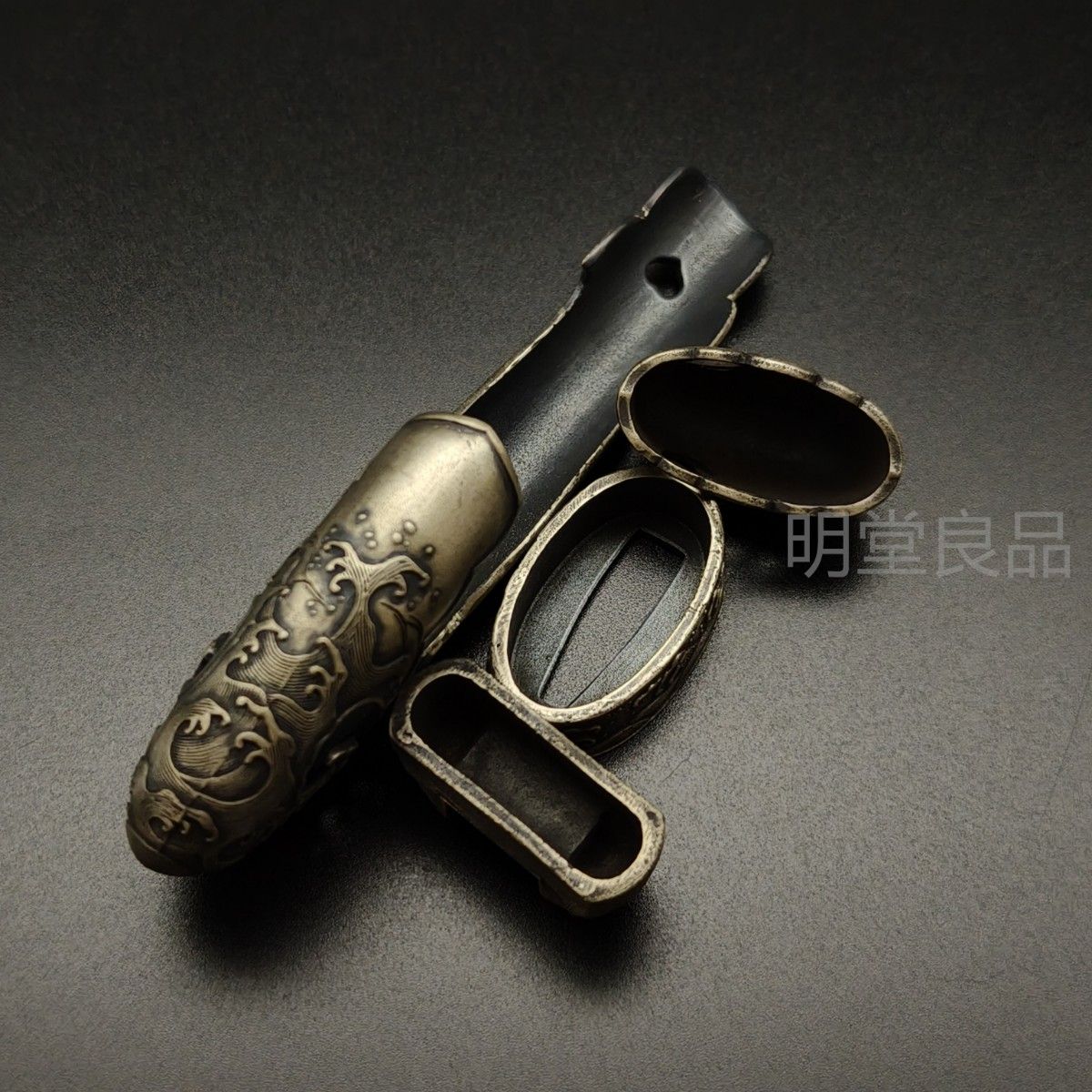 柄鞘一式金具 縁頭 栗形 鐺 海波の図 突兵拵 銅製 日本刀装具 刀剣美術