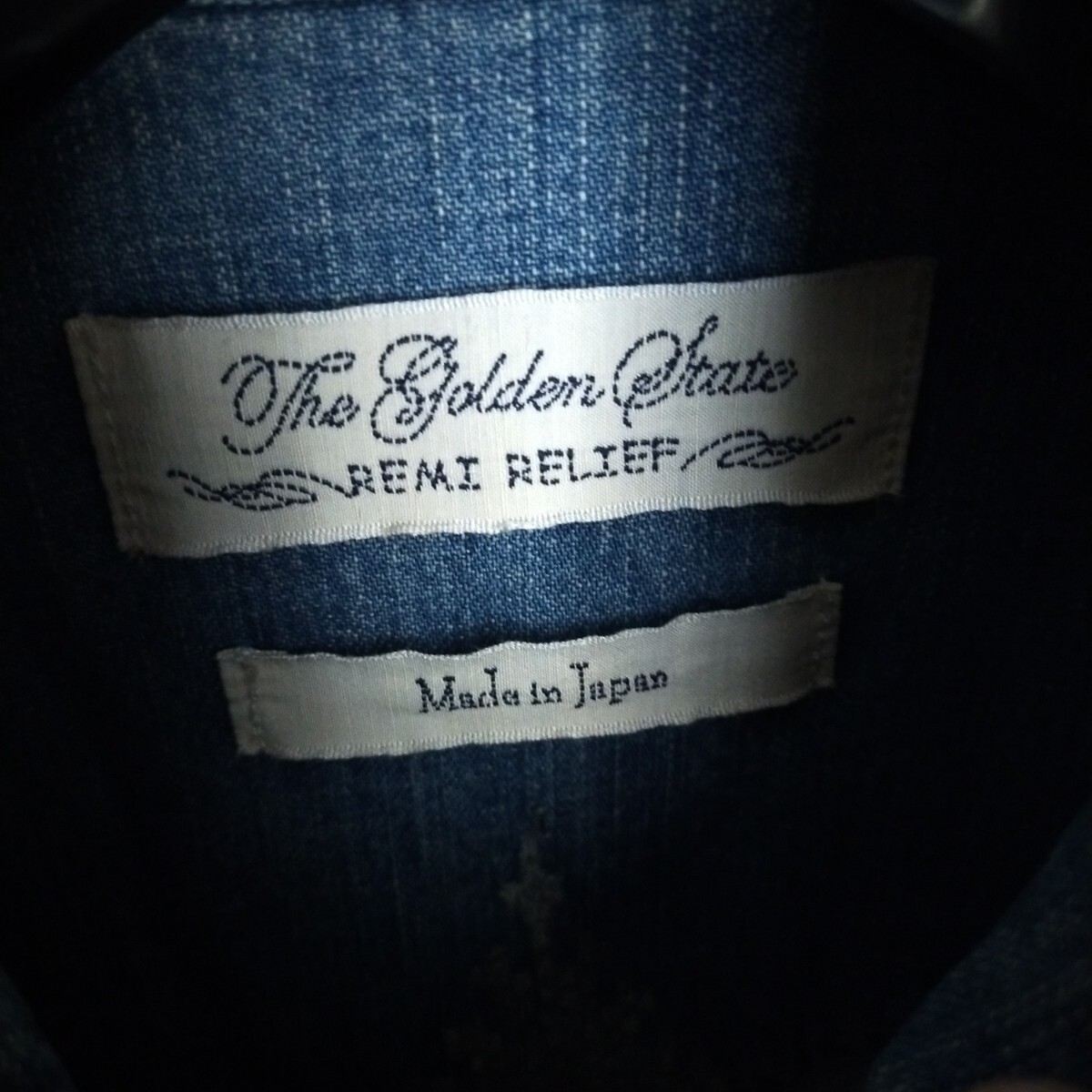 REMI RELIEF オルテガ柄刺繍 デニムウエスタンシャツ ネイティブ柄