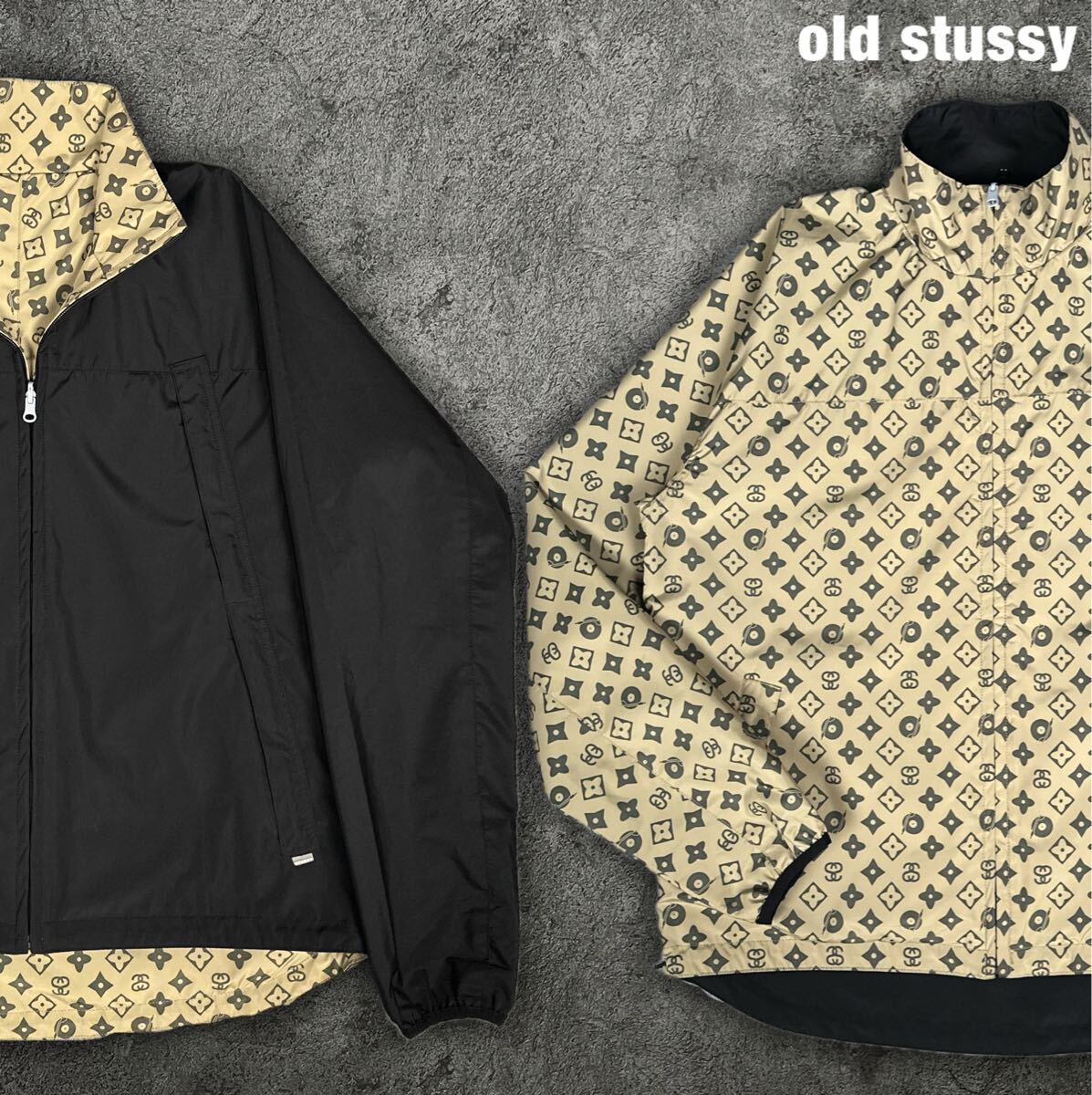old stussy 00s モノグラム柄 リバーシブル ジャケット オールド