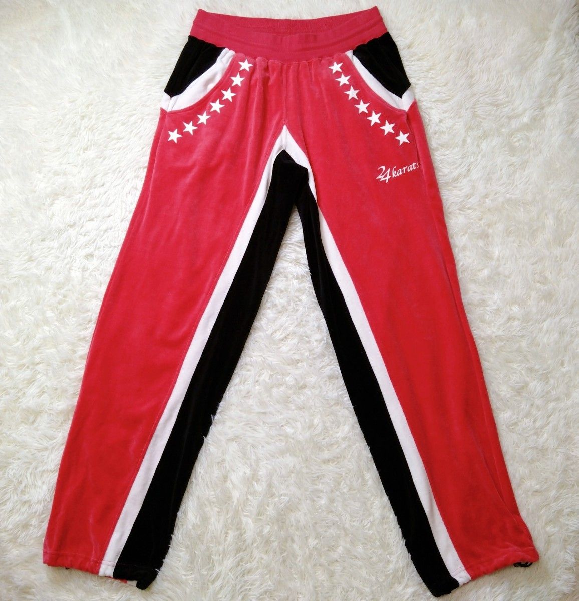 24karatsベロアジャージ上下セットアップ EXILE ドローコード 赤黒M