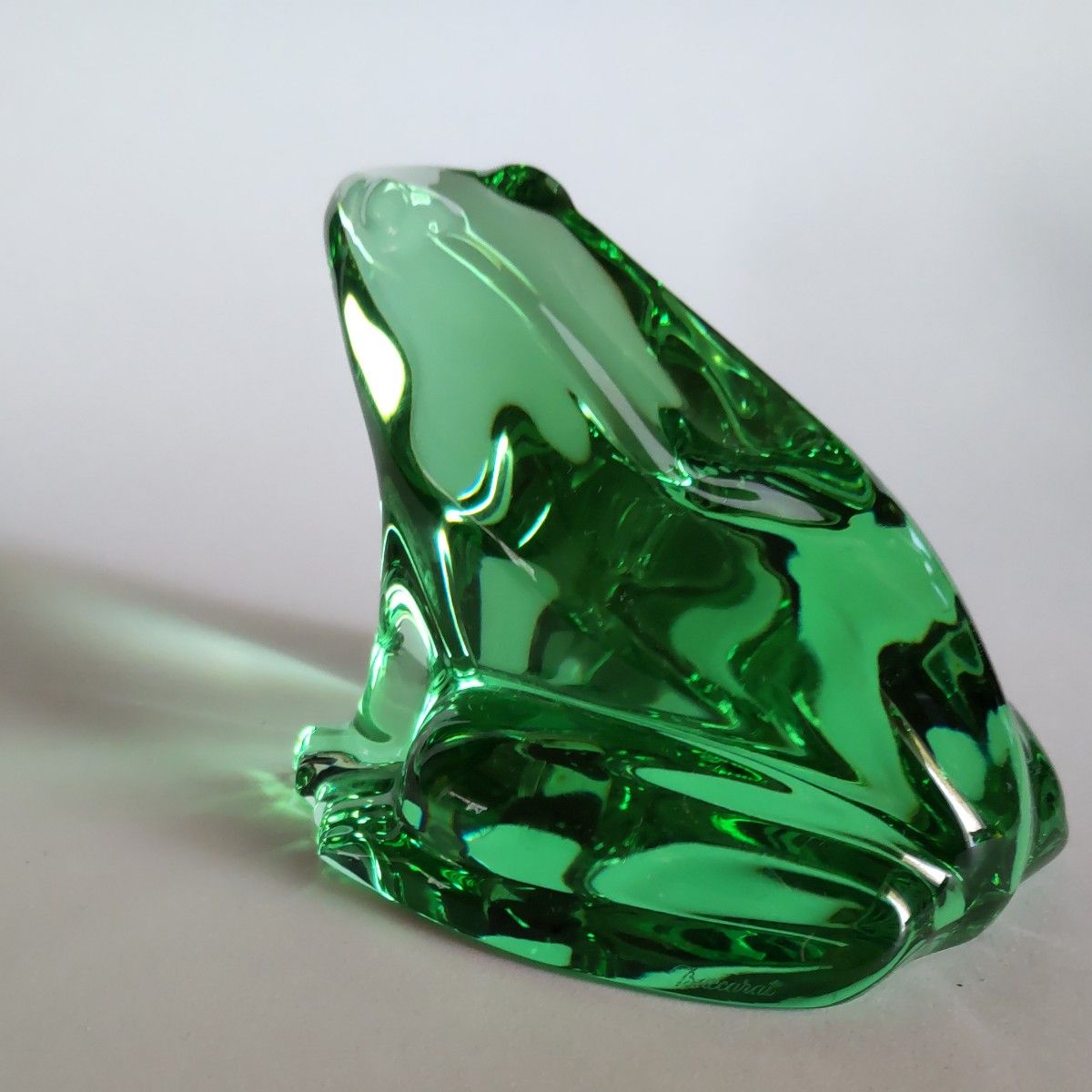 バカラ Baccarat カエル 大 緑 クリスタル ガラス 置物 フランス