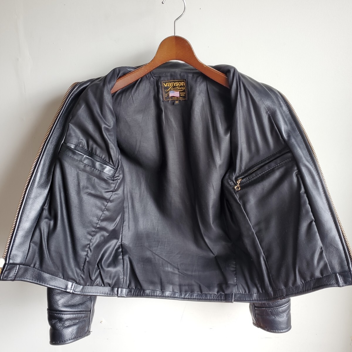 757 【size34】USA製 バンソン VANSON シングル ライダース 黒