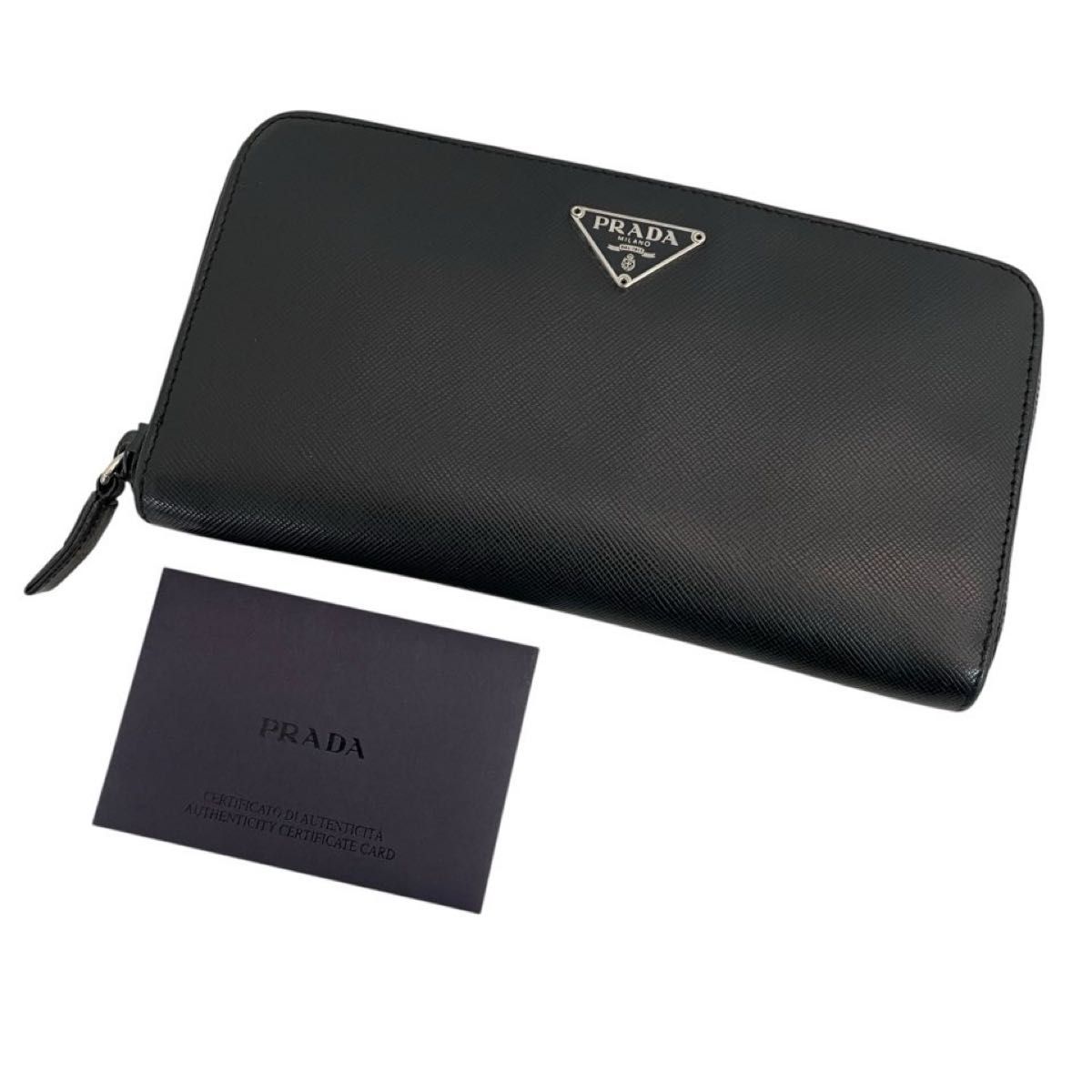 PRADA プラダ 長財布 ラウンドファスナー サフィアーノ レザー 三角