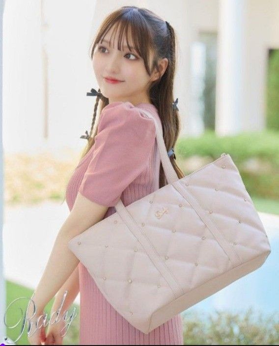 Rady ラインストーン キルティング トートバッグ ベージュ｜Yahoo