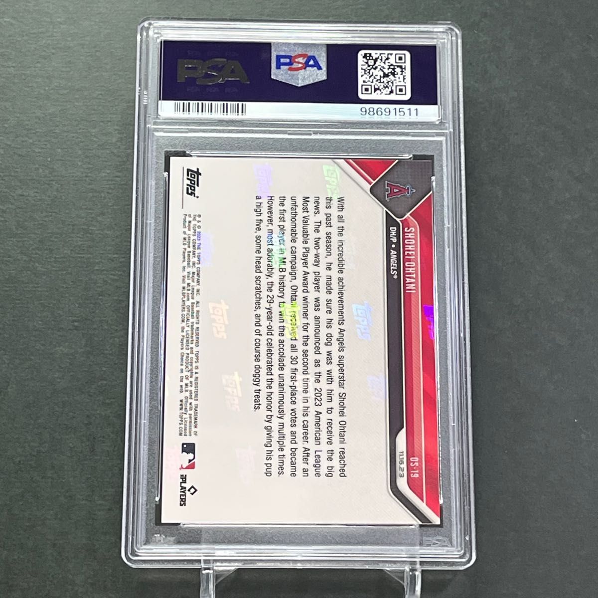 OS19【PSA10】大谷翔平&デコピン MVP発表時 2023 Topps now(24時間限定