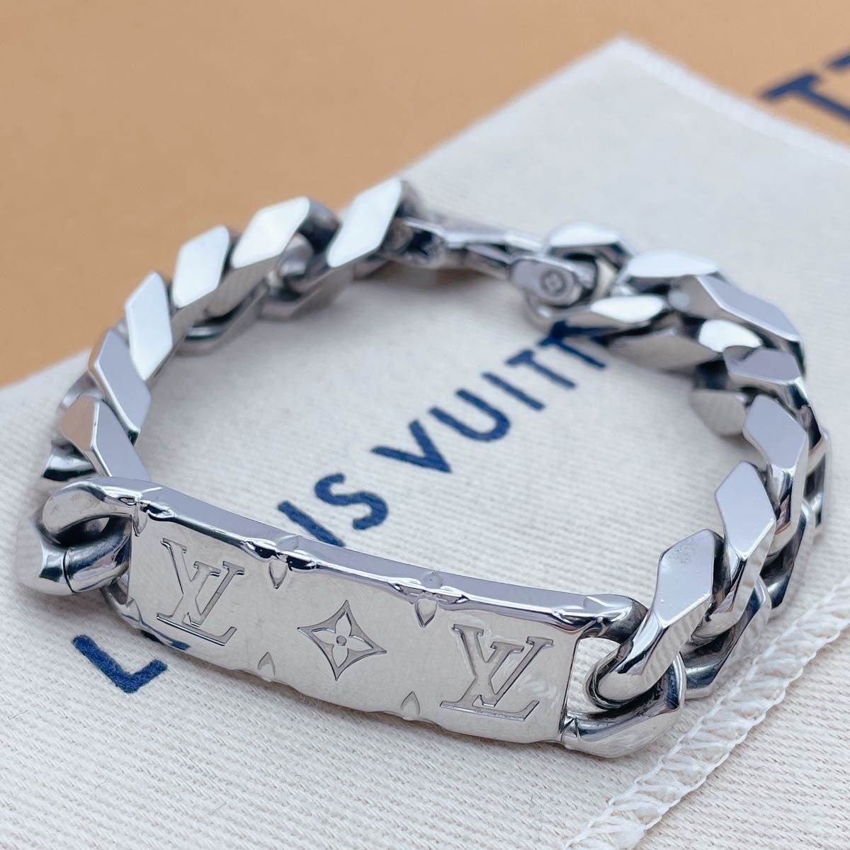 LOUIS VUITTON ブレスレット チェーン 喜平 プレート ID コリエ
