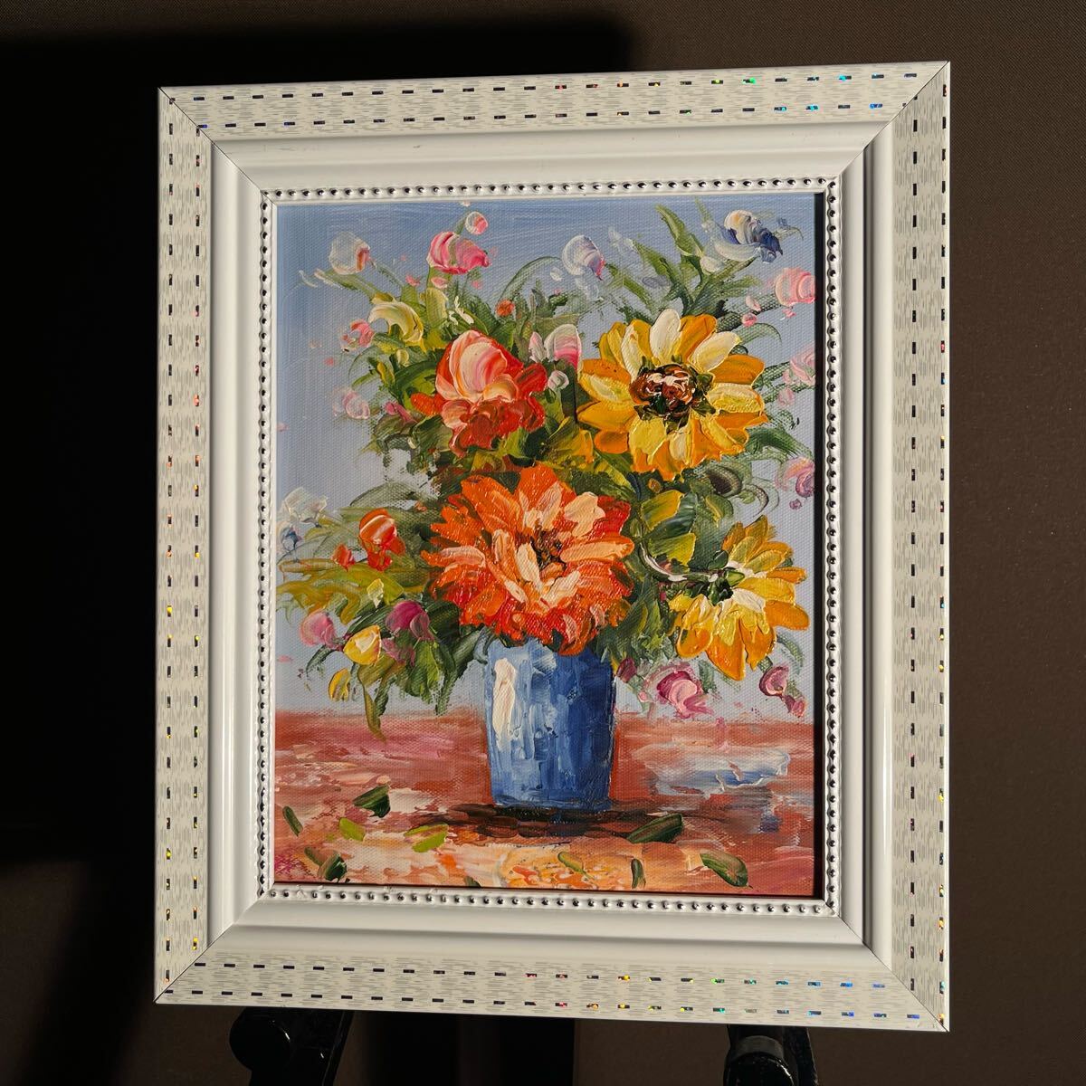手書き油絵 花瓶の花 額付 絵画 インテリア 油彩画｜Yahoo!フリマ（旧