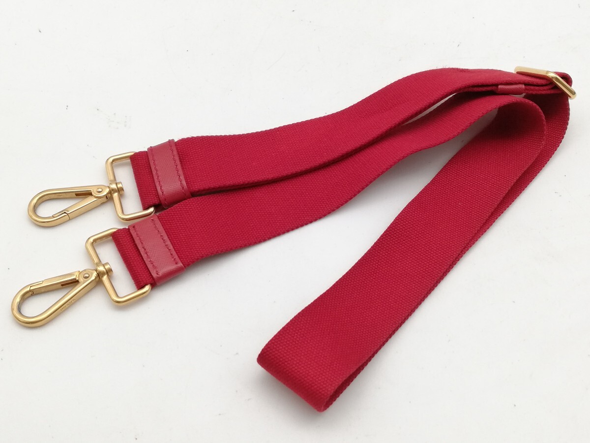 PRADA プラダ ショルダーストラップ レッド ゴールド キャンバス