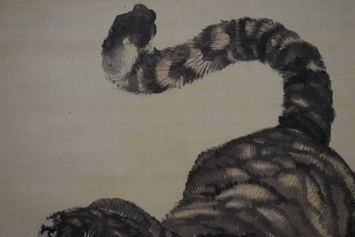 真作⁄⁄佐伯岸駒⁄猛虎図⁄布袋屋掛軸HH-519