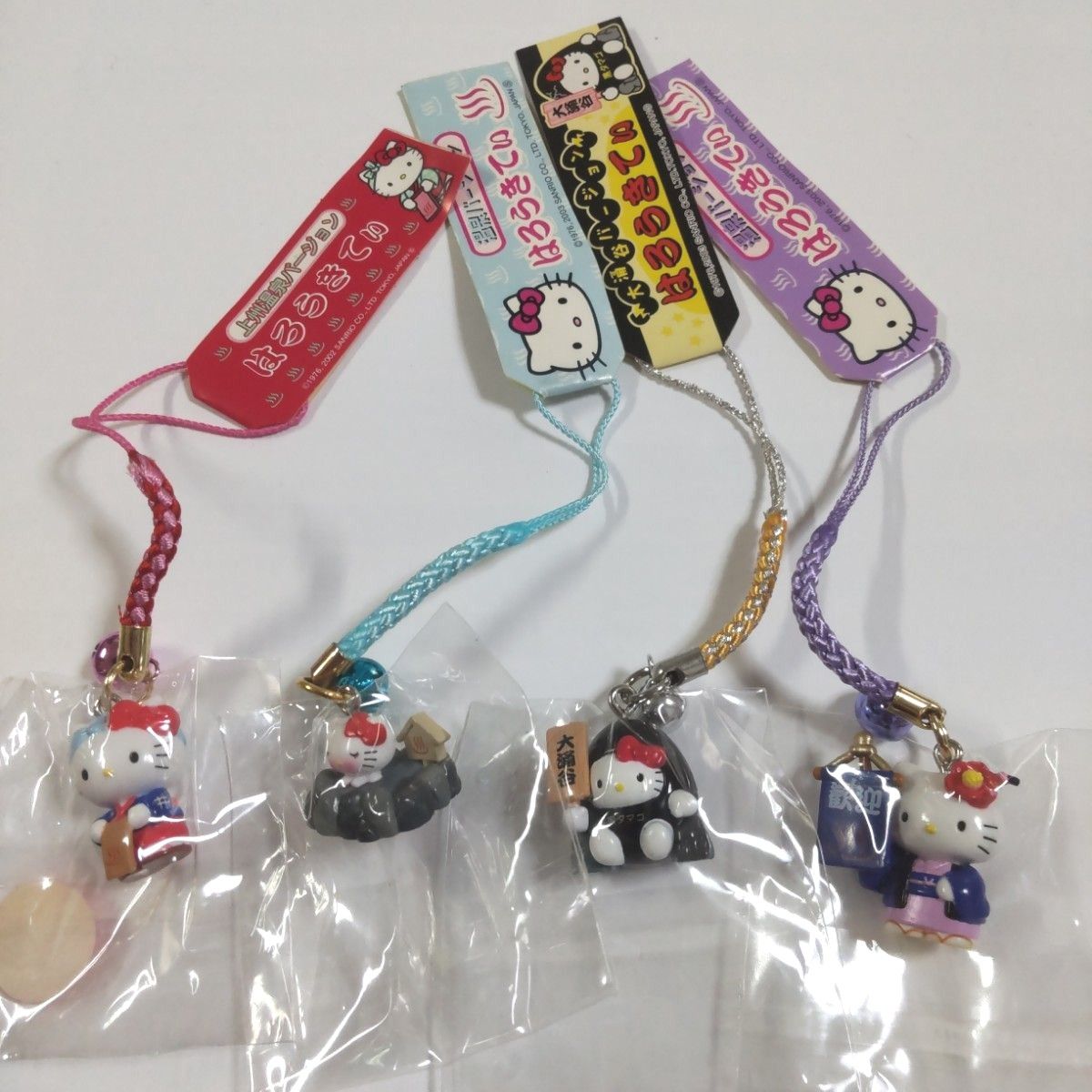 ご当地キティ ハローキティ ストラップ 温泉バージョン 4点 根付け