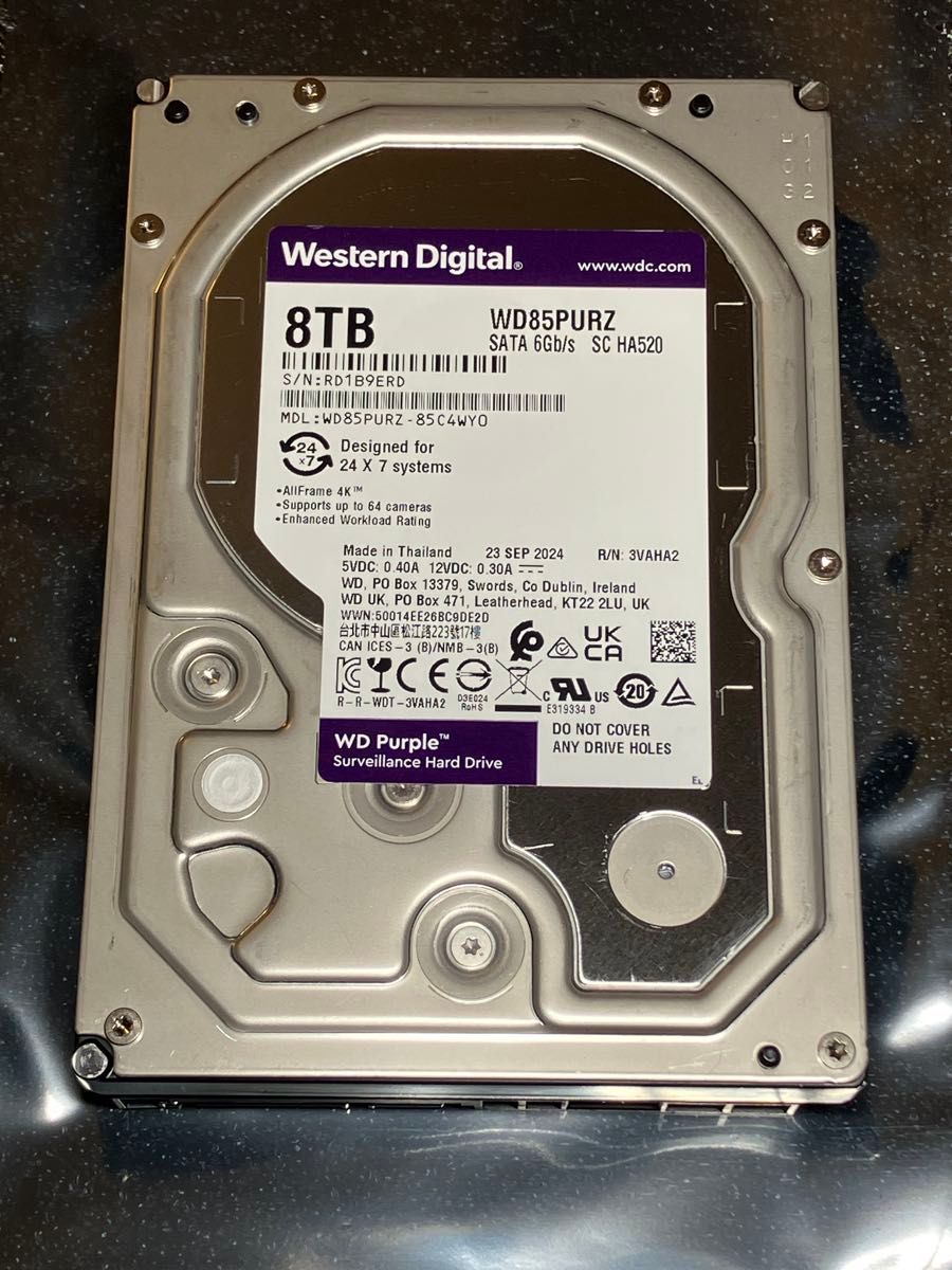 2024年製 WD 8TB HDD ハードディスク 3 5インチ パープル Purple SATA