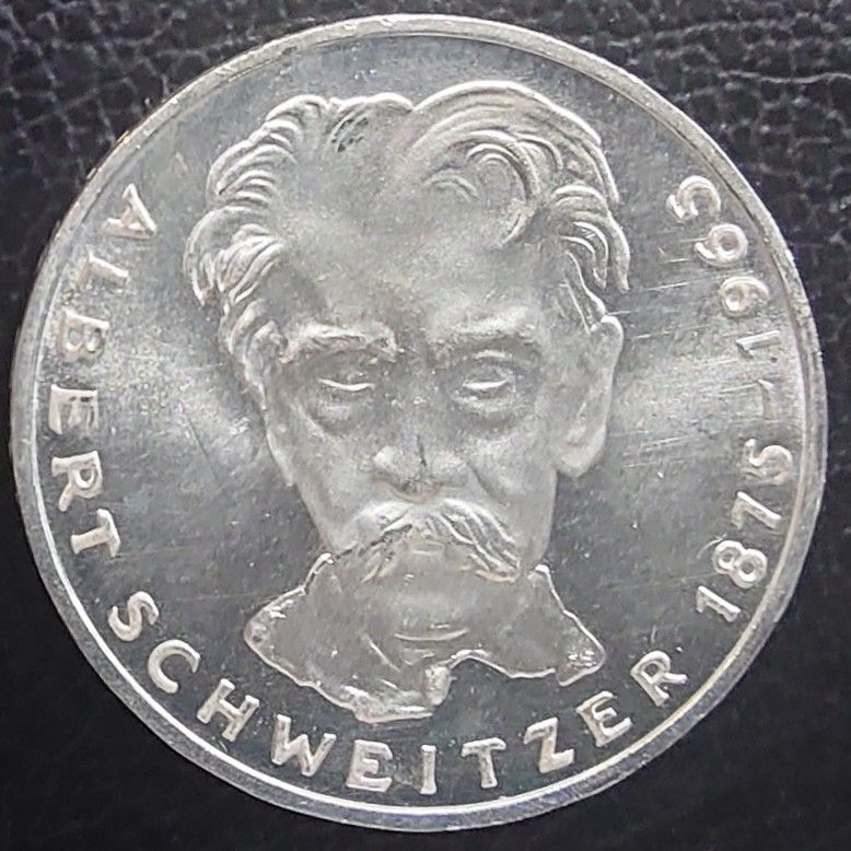 1975年 ドイツ銀貨 5マルク アルベルト・シュバイツァー生誕100周年