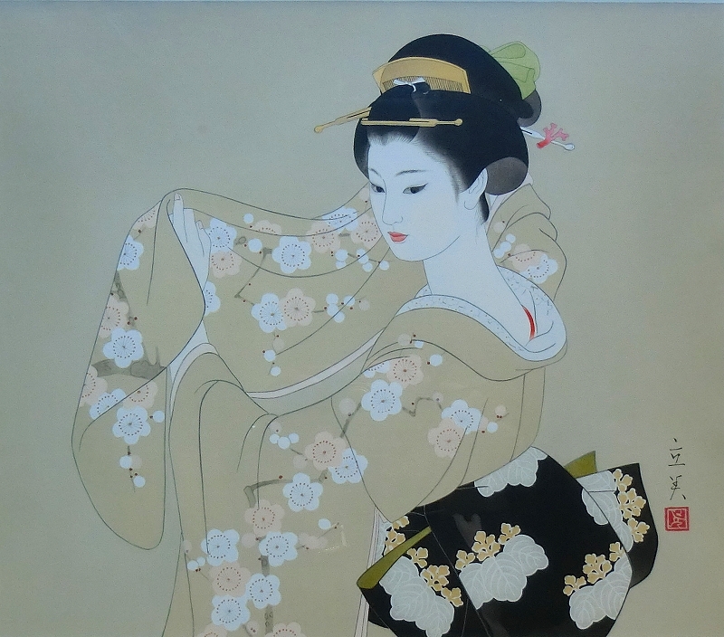 志村立美 紙本 『 人物画 』 肉筆保証 額装 骨董 古美術 文化の香り志村