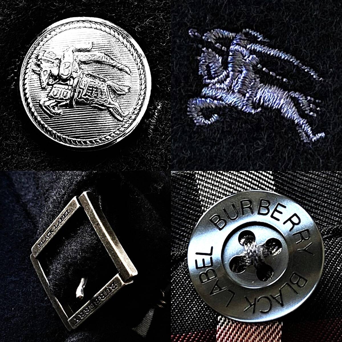 極美品 バーバリーブラックレーベル 銀ボタン ホース刺繍 ノバチェック